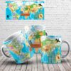 Caneca Mapa Mundi Vintage | Presente para Quem Ama Viajar - Modelo 03