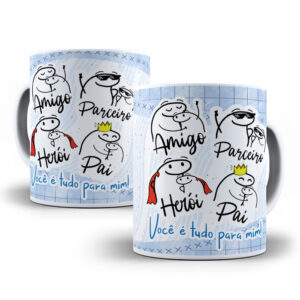 0018 Caneca Personalizada para o Dia dos Pais – Amigo, Parceiro, Herói, Pai