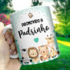 Caneca Personalizada "Promovido a Padrinho" – Tema Safari