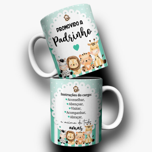 Caneca Personalizada "Promovido a Padrinho" – Tema Safari