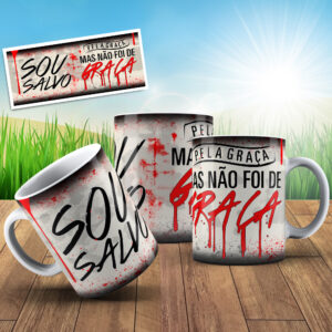 Caneca Cristã "Sou Salvo Pela Graça"